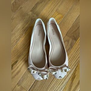 Melissa Pale Pink Studded Bow Jelly Flats